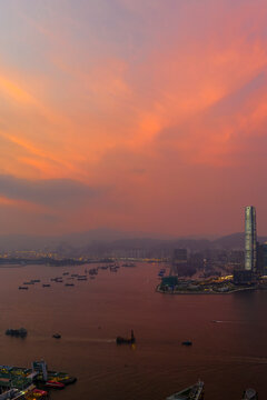 Aerial View of the ICC Tower at Sunset