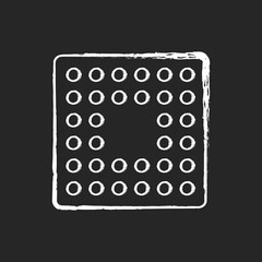 Cpu socket chalk white icon on black background. Mechanical components providing mechanical and electrical connections between processor and circuit board. Isolated vector chalkboard illustration