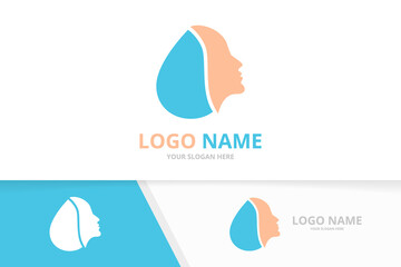 Water and face logo combination. Unique oil and human logotype design template.