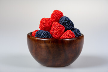 Strawberry and Blueberry covered gummy candies