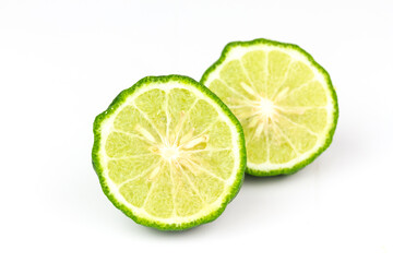 Bergamot fruit isolated on white background. Bergamot is ingredient in asean food and is herb for body care.