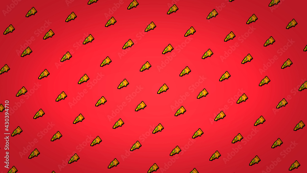 Poster red pixel pizza slice background