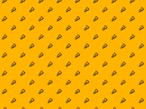 Yellow pixel pizza slice background (seamless pattern)