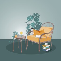 Set of rattan furniture for garden