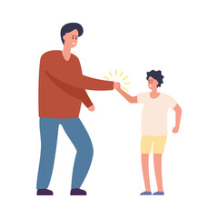 Happy man and kid giving high five