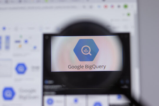 New York, USA - 26 April 2021: BigQuery logo close-up on website page, Illustrative Editorial.