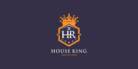 Letter hr logo with home king design inspiration