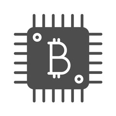 bitcoin processor silhouette vector icon isolated on white. bitcoin cryptocurrency icon for web, mobile apps, ui design and print