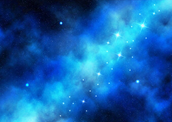 天の川銀河　背景イラスト素材（青・水色）