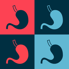 Pop art Human stomach icon isolated on color background. Vector