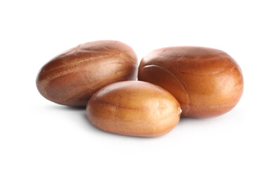 Fresh raw jackfruit seeds on white background