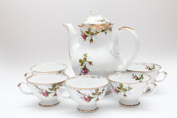Set of vintage dishes. Porcelain tea set