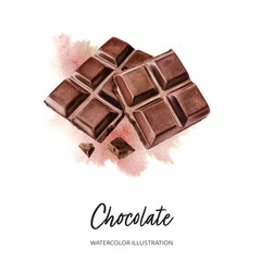 Chocolate watercolor illustration isolated on splash background