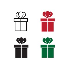 gift icon set in flat, isolated style. Vector icon illustration.