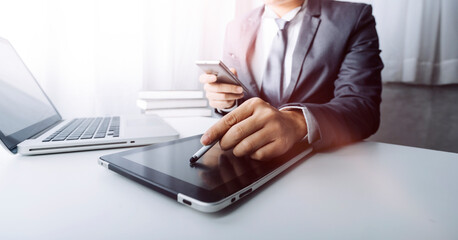 Woman using a laptop with World and big data network connection, World Wide Web, social network