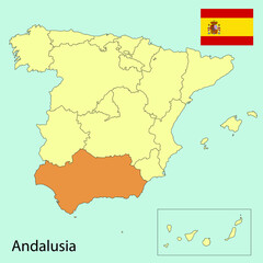 Obraz premium spain map, andalusia, vector illustration 
