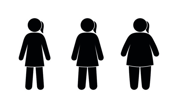 type of female figures, simple flat illustration, stick man, women silhouettes, ectomorph, endomorph, mesomorph, people icon