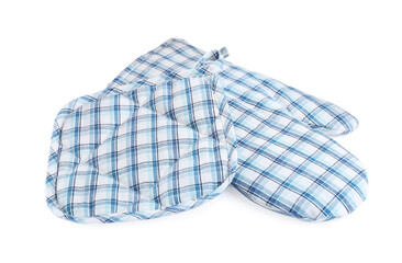 Oven glove and potholder for hot dishes on white background