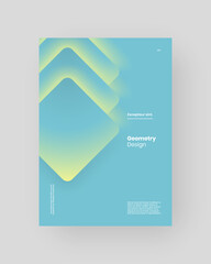 Abstract Placard, Poster, Flyer, Banner Design. Light and shadow illustration on vertical A4 format. 3d geometric shapes. Decorative neumorphism backdrop.