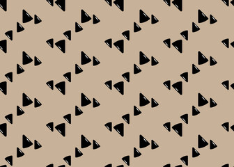Black abstract triangles on a brown background. Seamless texture.