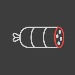 Sausage salami vector icon on dark background