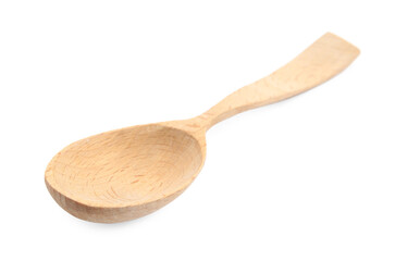 New handmade wooden spoon isolated on white
