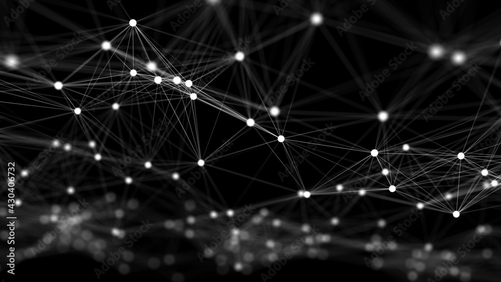Aufkleber The structure of the network connection of points and lines. Data technology. Digital background. 3D rendering.