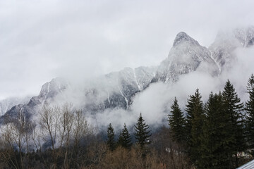 A mountain landscape in the winter