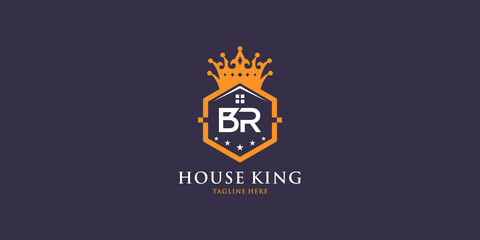 Letter br logo with home king design inspiration