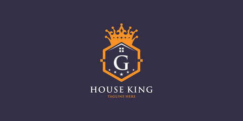 Letter g logo with home king design inspiration