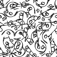 Seamless black and white abstract pattern. Grunge background monochrome repeating