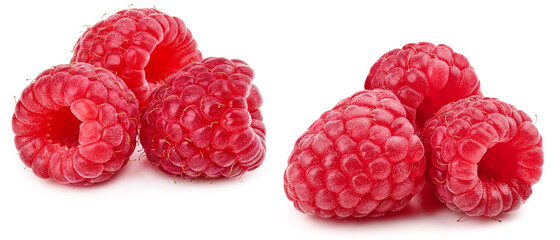 Raspberries isolated on white background, collection