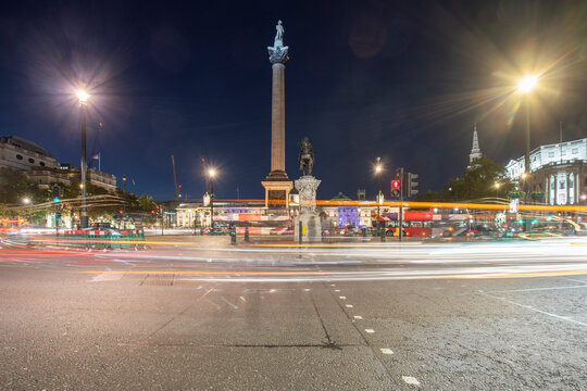 United Kingdom, England, London, Nelsons Column At Night