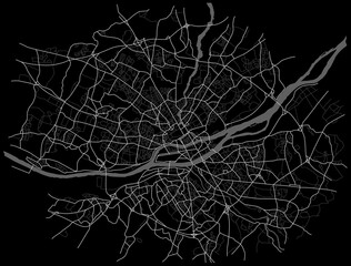 Nant city map (France) - town streets on the plan. Monochrome line map of the  scheme of road. Urban environment, architectural background. Vector 