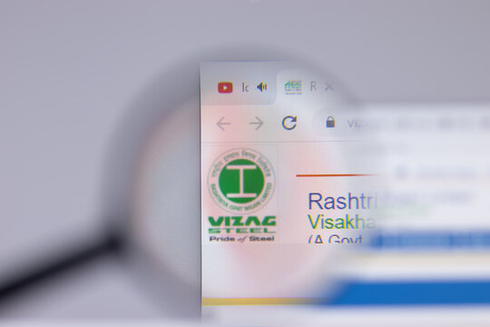 New York, USA - 26 April 2021: Vizag Steel Rashtriya Ispat Nigam logo close-up on website page, Illustrative Editorial.