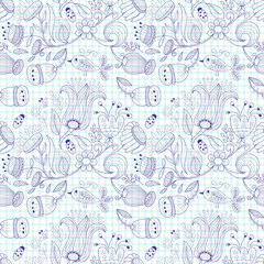 Obraz premium Vector Seamless Pattern Drawn in the Notebok