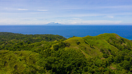 Fototapeta na wymiar Mountain landscape with green hills. Bohol, Philippines. Summer landscape.
