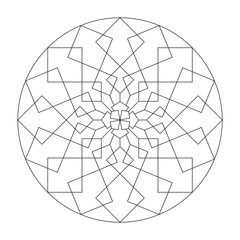 Obraz premium Mandala coloring page. Abstract and geometric. Art Therapy. Anti-stress. Vector illustration black and white.