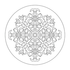 Mandala coloring page. Abstract. Art Therapy. Anti-stress. Vector illustration black and white.