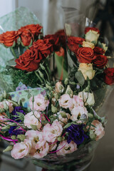 Beautiful colorful mixed flower bouquet still life