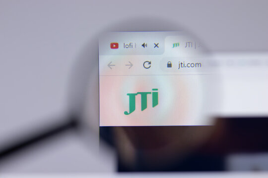 New York, USA - 26 April 2021: Japan Tobacco logo close-up on website page, Illustrative Editorial.