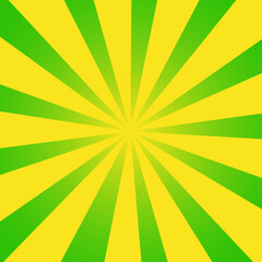 A Background with green and yellow stripes from the center. Vector illustration.