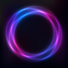 Vector background of neon geometric shapes, round frame, abstract background, wallpaper