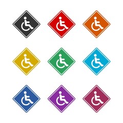 Disabled sign icon isolated on white background color set