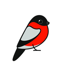 Cartoon bird. Cute bullfinch. Vector illustration for prints, clothing, packaging, stickers.