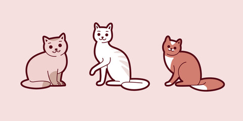 Cats icon set. Different type of cats. Vector illustration for prints, clothing, packaging, stickers.