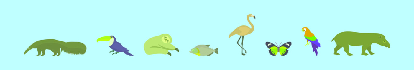 set of animals cartoon icon design template with various models. vector illustration isolated on blue background