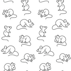 Simple seamless trendy animal pattern with mouse. Cartoon vector illustration.