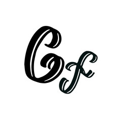 Cf initial handwritten logo for identity