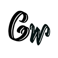 Cw initial handwritten logo for identity